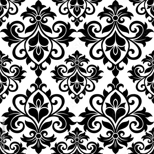 Damask seamless pattern. Fine vector traditional ornament with oriental elements