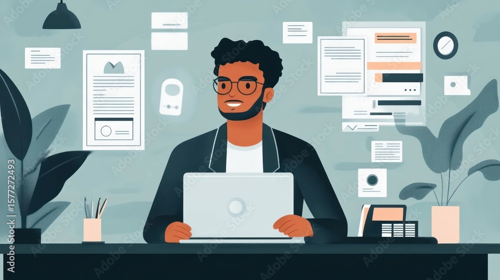 A businessman interacts with virtual icons to check rankings for student loans, mortgages, and credit cards A businessman interacts with virtual icons to check rankings for student loans, mortgages, and credit cards