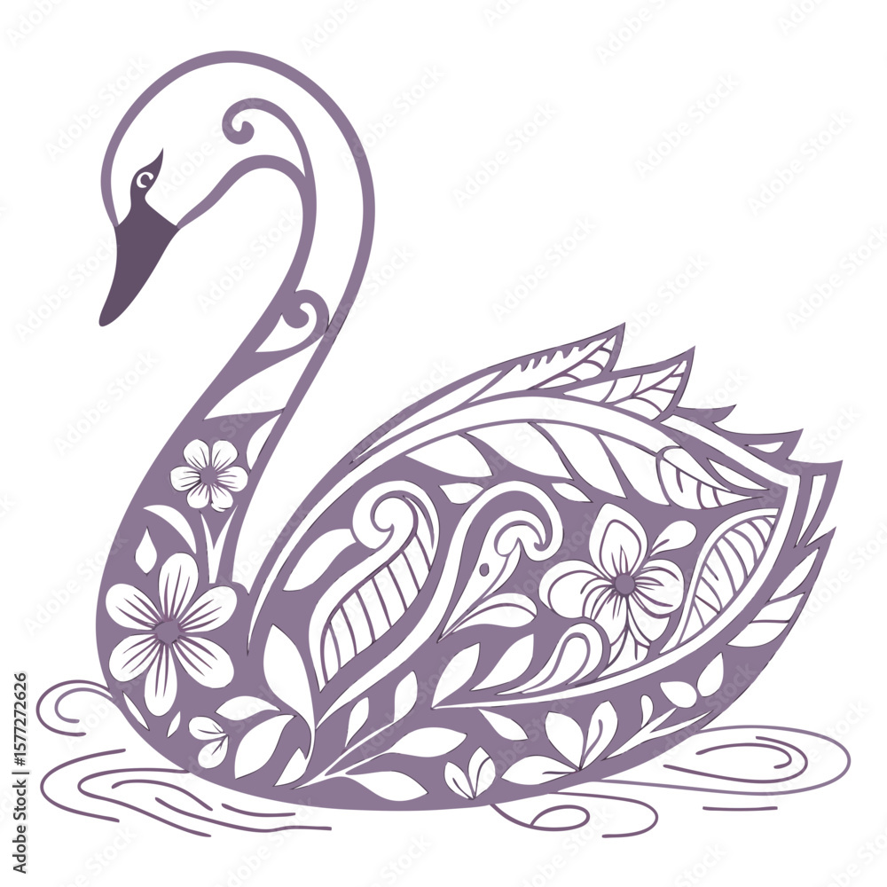 Fototapeta premium a swan with floral designs