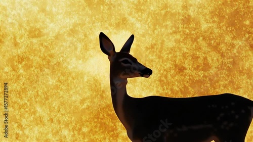 Silhouette of a graceful deer against a warm, textured golden backdrop creating an artistic nature scene