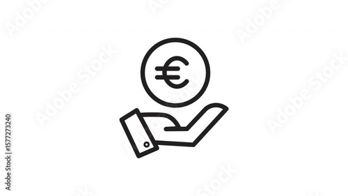 Hand receiving euro coin suitable for finance and business concepts, savings, investments, currency exchange, monetary transactions, and economic growth.