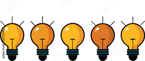 A sequence of stylized light bulbs, often with one distinctively lit or colored, symbolizing ideas, innovation, or a unique solution