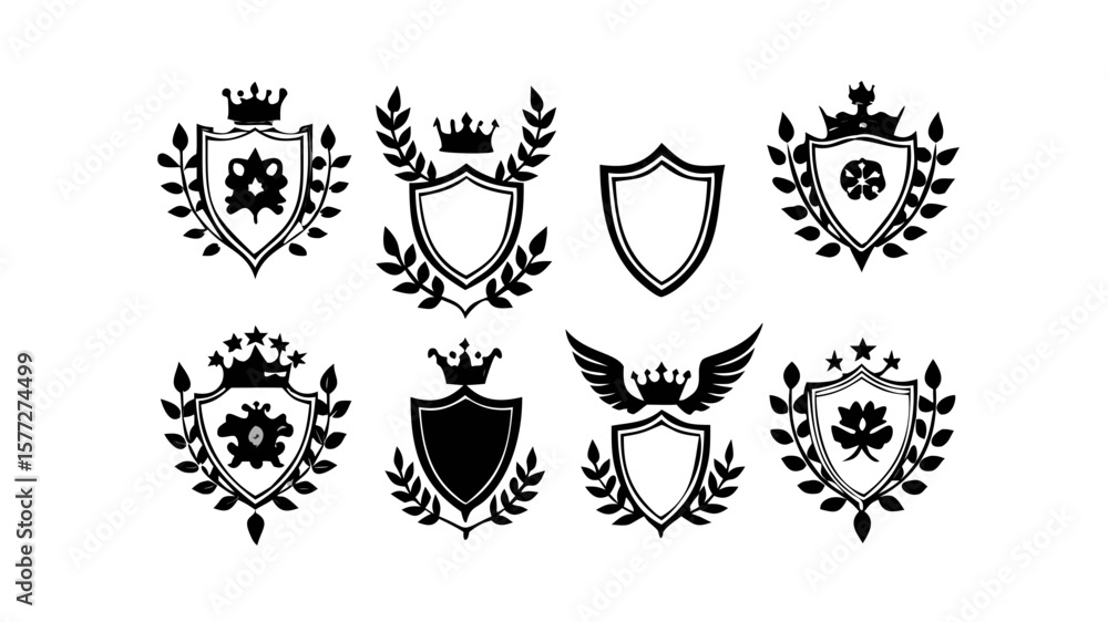 Obraz premium Heraldic shields vector design elements for logo emblem and heraldry concept
