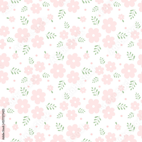 seamless pattern with pink flowers