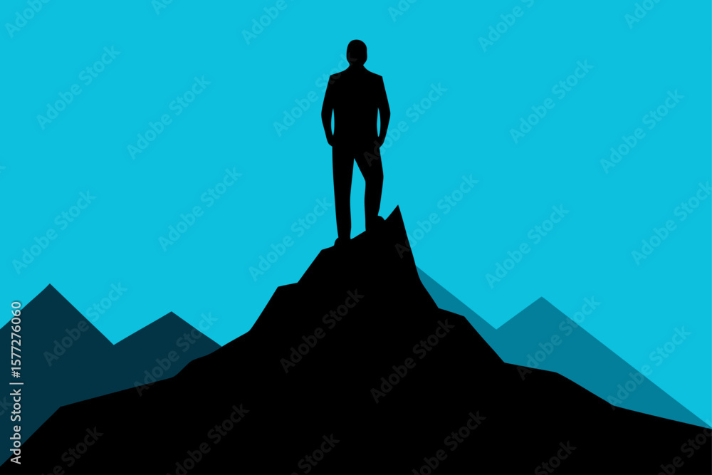 Silhouette of a Man on the Top of the Mountain Silhouette of a Man on the Top of the Mountain