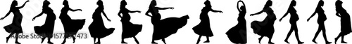 Silhouettes of pregnant women in flowing dresses strike poses, capturing the beauty of maternity and feminine grace.
