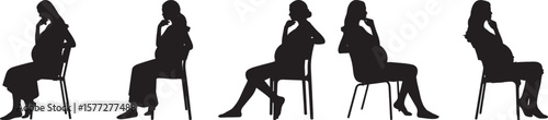 Silhouettes of pregnant women sitting in chairs showcase maternity, motherhood, and anticipation of new life.