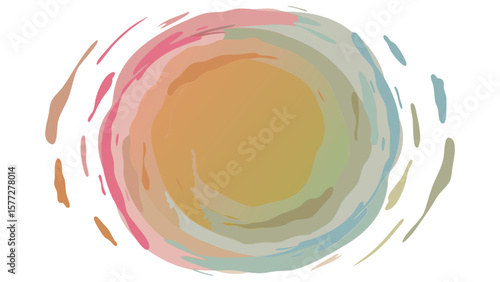 A swirling vortex of pastel colors with a central golden hue and surrounding brushstroke effect design