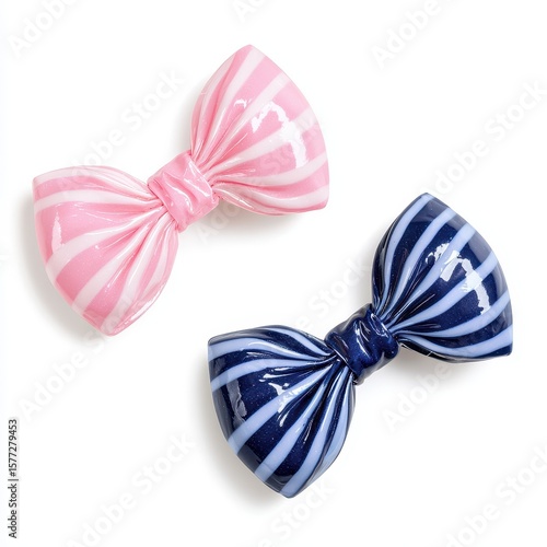 Colorful Ceramic Bowls in Pink and Blue Striped Design