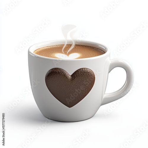 Heart-Shaped Coffee Cup with Steam and Light Background