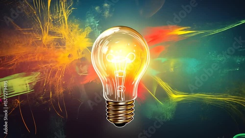 Bright Ideas Illuminated: Abstract Light Bulb Animation with Creative Energy