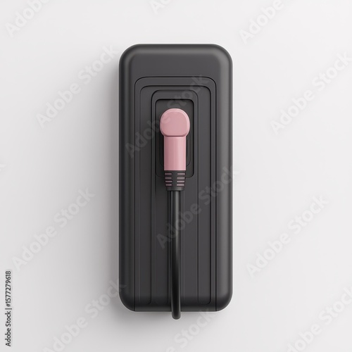 Modern Black Charging Station with Elegant Pink Connector Design