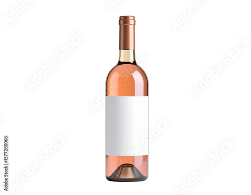 Rosé wine bottle mockup isolated on transparent background