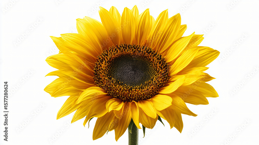 Naklejka premium Sunflower's Golden Glow: A vibrant sunflower stands in full bloom, its golden petals radiating warmth. Capturing the essence of summer sunshine and the simple beauty of nature's art.