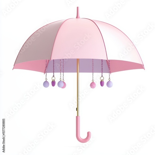 Pink Umbrella with Decorative Ornaments and Elegant Design
