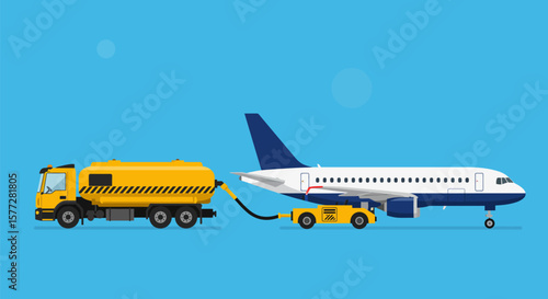 Airplane Refueling Process with Fuel Truck