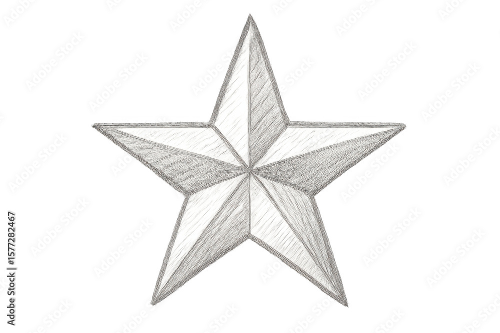 Obraz premium Pencil drawing of a classic five-pointed star, creating a simple yet iconic image with a transparent background