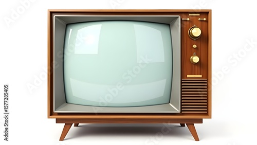 Retro Vintage Television Set on White Background