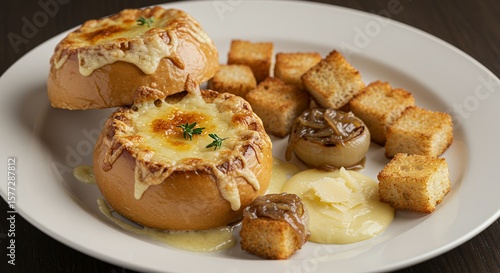 Wallpaper Mural Bread bowl of soup with croutons and garnish Torontodigital.ca