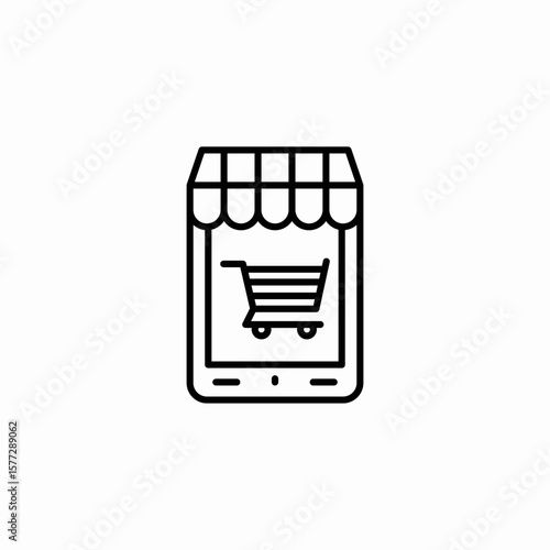 tablet online shopping icon sign vector