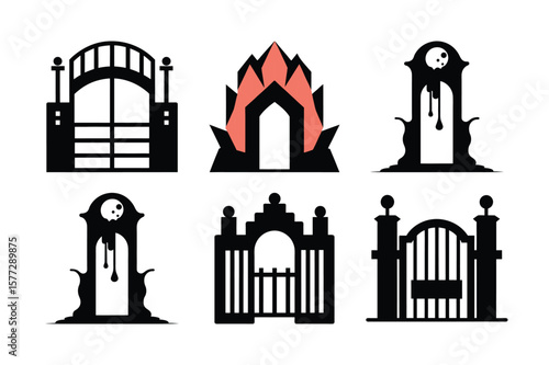 Vector church icons and symbols set: a vibrant illustration of people at home, a sign of love and business design
