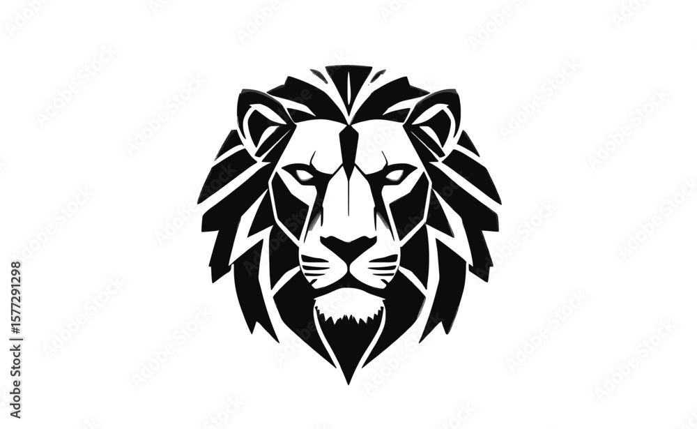 Fototapeta premium Geometric Lion Head Tattoo Design – Abstract Tribal Vector Illustration