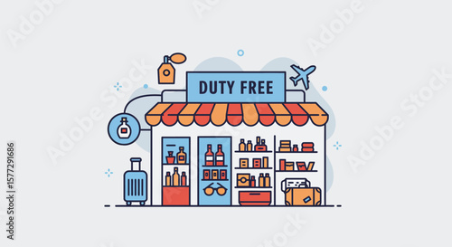 Duty Free Shop Airport Travel Illustration