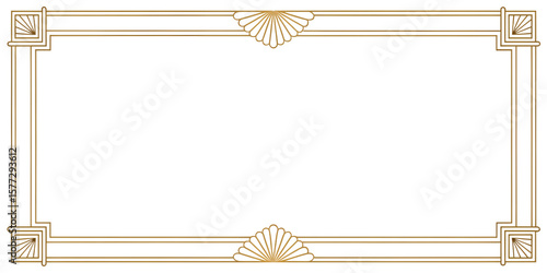 Elegant Art Deco Frame with Golden Accents, Geometric Design, and Vintage Charm for Invitations, Posters, and Decorative Applications