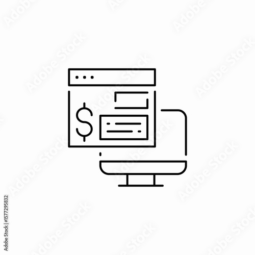 online shopping page monitor icon sign vector
