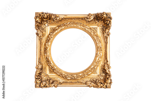 a gold frame with a white background