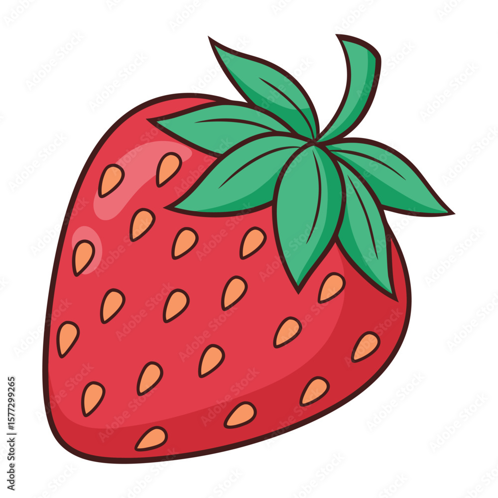 Obraz premium Red Strawberry with Seeds and Green Top — Isolated Colorful Fruit