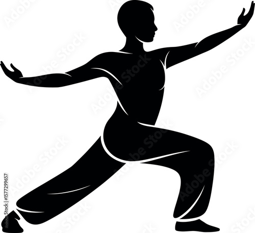 Qi Gong Energy Movements silhouette on white background