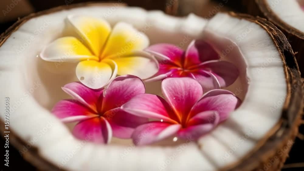Tropical Flowers in Coconut Spa Bowl Tropical Flowers in Coconut Spa Bowl