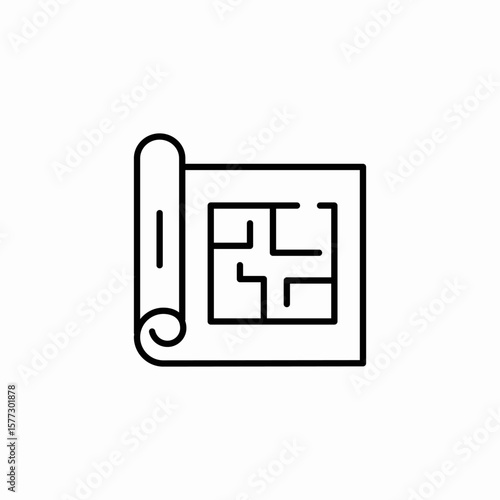 floor plan blueprint icon sign vector