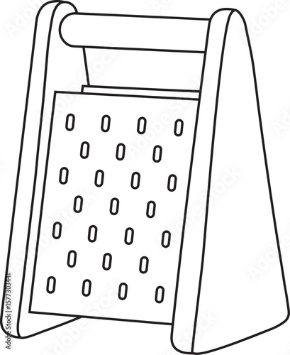 Black and white vector illustration of a traditional handheld grater or shredder