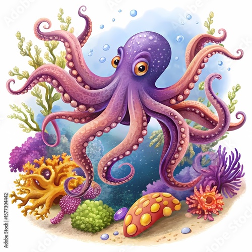 Wallpaper Mural Octopus Illustration on white background Torontodigital.ca