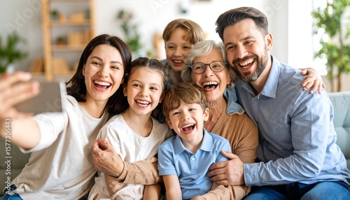Happy family taking a selfie