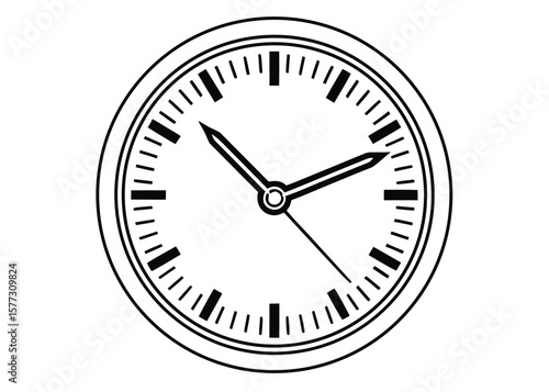 Minimalist Clock Face Vector Silhouette in Black and White for Time or Schedule Concepts