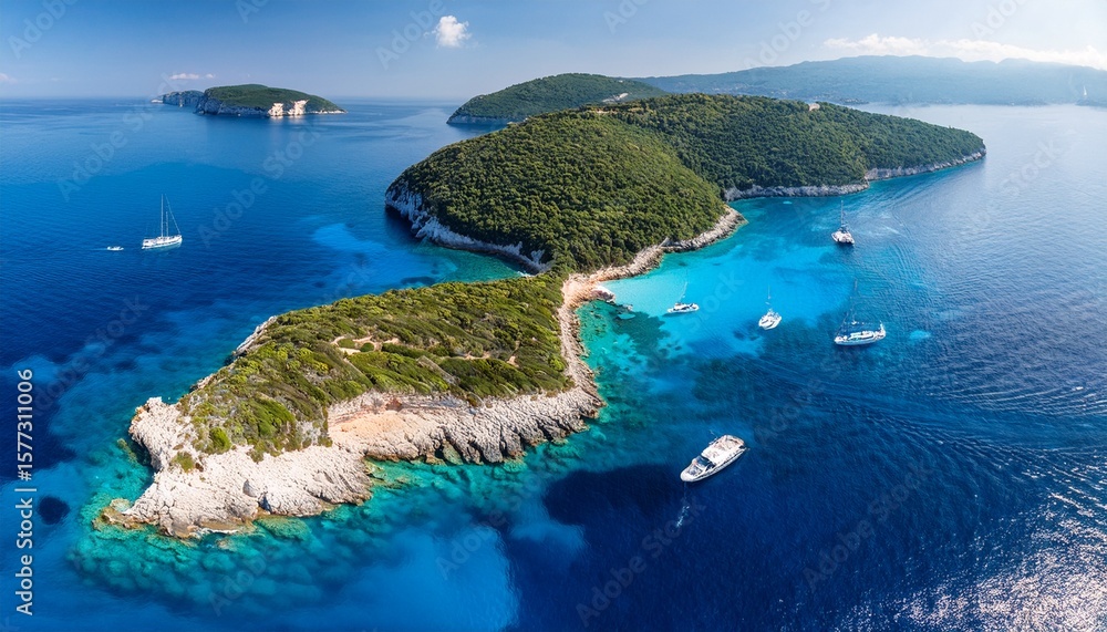 Fototapeta premium aerial view of antipaxos island near corfu