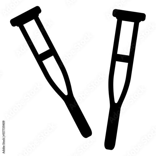 Icono silueta de muletas de axila 