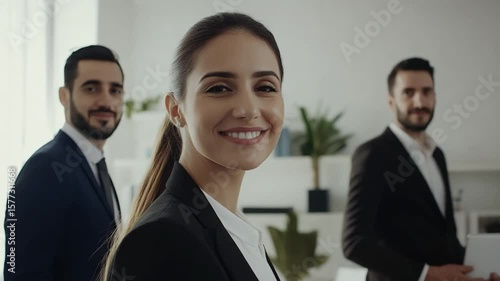 Portrait of Successful Business Team in Modern Office Focused on Strategy and Growth