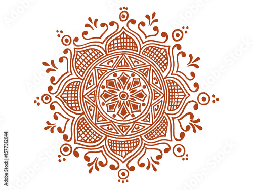 Rangoli, kolam,alpona, mandana for diwali, onam, indian wedding Traditional Indian folk art design with isolate background