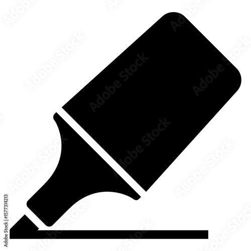 Icono plano resaltador. Silueta de rotulador marcador haciendo una línea 