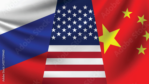 National Design Featuring USA, China and Russia Identity