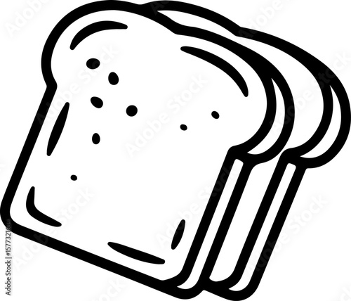 Simple outline drawing of three slices of bread stacked on a white background