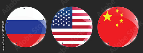 National Design Featuring USA, China and Russia Identity