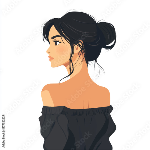 a girl in off shoulder dress