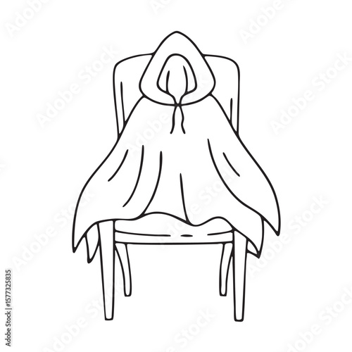 A dark robe draped over the backrest of a nearby chair