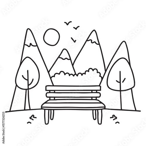 A bench standing alone at a scenic overlook facing the valley