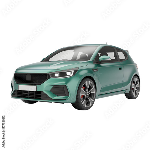 Mint green car isolated on transparent white background 